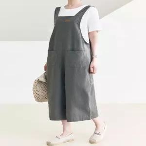 [WPBG]린넨 오버롤 와이드 멜빵 점프슈트_3color