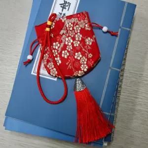 (붉은색) 매화 한복 복주머니 노리개 전통 향낭 한복주머니