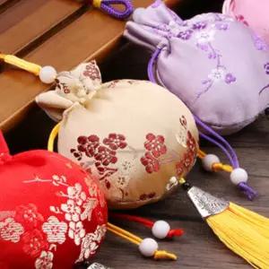 (황금색) 매화 한복 복주머니 노리개 전통 향낭 한복주머니