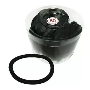 매듭없는 통통검정고무줄 50P 코사지 헤어밴드머리끈 고무 여성 머리 대용량