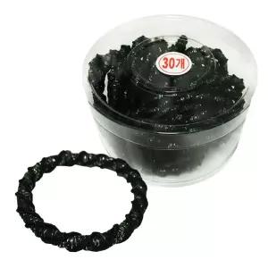 꽈배기 반짝검정고무줄 30P 코사지 헤어밴드머리끈 고무 여성 머리 대용량