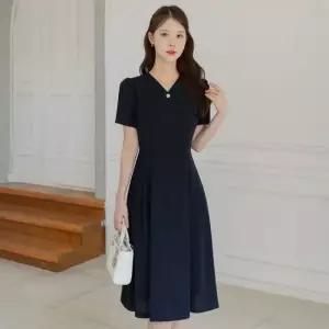 시크라인 XXL까지) 세루디 진주버튼 플레어 원피스 하객룩 오피스룩 모임룩 격식룩 빅사이즈