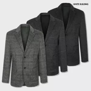 [화이트빌딩]화이트빌딩 남자 가을 겨울 울 모직 헤링본 체크 자켓