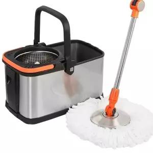 대용량 통돌이 스텐 밀대 걸레 세트 회전 매직 분리형 스텐 탈수통