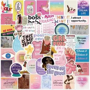 52PCS 비전 보드 여자용 에스테틱 스티커 스크랩북 저널 물병 플래너 노트북 데칼 DIY 공예 용품 선물 성인