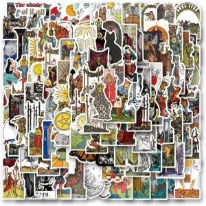 108개의 타로 스티커 팩 물병용 에스테틱 비닐 방수 데칼 노트북 휴대폰 스케이트보드 파티 용품 장식용