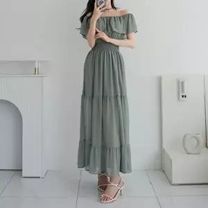 [옷자락][클리어런스]휴양지 바캉스 프릴 시스루 롱 원피스_5