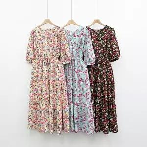 [옷자락][클리어런스]플로랄 스트링 여름 바캉스룩 퍼프 반팔 롱원피스_5