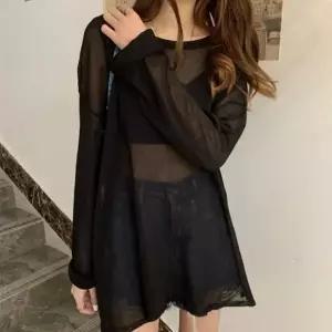 여성 여름 데일리 시스루 긴팔 비치웨어 롱슬리브 티셔츠