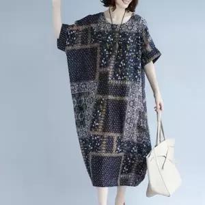 여성 여름 빅사이즈 루즈핏 꽃무늬 항아리 원피스