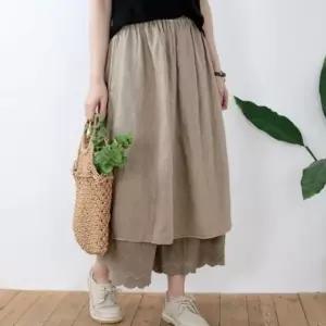 [애슬릿] 린넨 치마 바지 여성 랩 롱 와이드 밴딩 엄마옷 마담