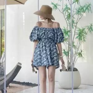 여름 플라워 점프수트 휴양지 꽃무늬 루즈핏 와이드 반바지