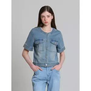 [꼼빠니아]차이나카라 크롭 반팔 데님 청자켓 택가격 279000원 _P422112942