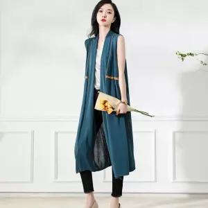 여성조끼 봄여름 아이스니트 조끼 롱 슬리브리스 가디건 얇은 아우터 심쿵돌직구