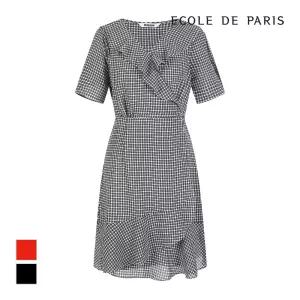 [에꼴드파리/드라로얄] 랩스타일 체크프릴원피스_RB36WOCM37Z