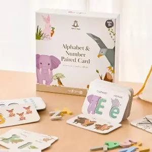 쏠앤샘 원목 알파벳 카드 세이펜(파닉스 영어 한글) 숫자 자석교구 아기낱말 카드