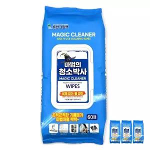 마법의 청소박사 매직 클리너 청소용 세정 물티슈 캡형 200x190mm 60매 4개