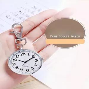 남녀공용 아날로그 쿼츠 시계 무음 중고생 시험용 소형 휴대 포켓 워치 키체인 빈티지 스타일