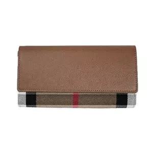 [버버리][쇼핑백포함] 버버리 HALTON 레더 플랩 체크 장지갑 80845291