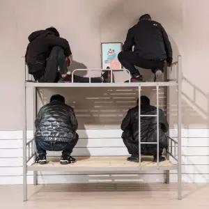 조립식 이층 침대 튼튼한 기숙사 게스트하우스 학생 프레임 벙커침대 숙소 철제 학교 벙커형