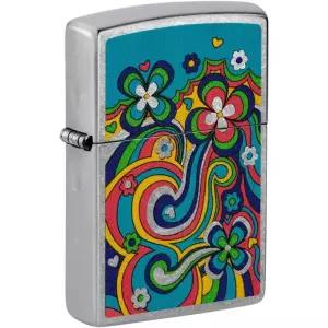 Zippo 플라워 디자인 포켓 라이터 아트 그래픽 오일 미포함