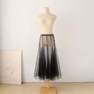롱속치마 시스루 거즈 속치마 밑단 레이스속치마 망사 이너 스커트