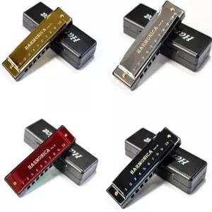 4팩 C 키 0홀 하모니카 세트 케이스 및 연마 천이 된 디아토닉 블 성인 초보자를 위한 악기 블랙 레드 골드