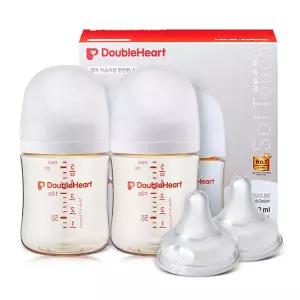 더블하트 모유실감 제뉴인화이트 160ml 트윈세트(젖병2+젖꼭지2)