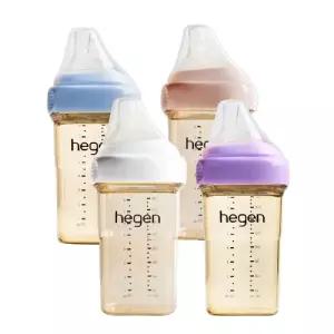 헤겐 PPSU 젖병 240ml 쿼드라팩 4개입 세트 2단계 젖꼭지 포함 신생아 애착젖병