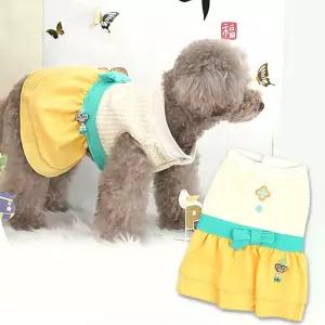 펫한복 설날옷 강아지 걸즈한복 옐로우 애견 노란색옷 명절 댕댕이