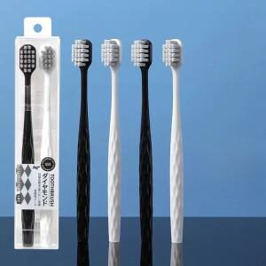 2개/대 성인 항균 와이드 헤드  강모 칫솔 수동 커플 홈 세면 용품 구강 세트 여성