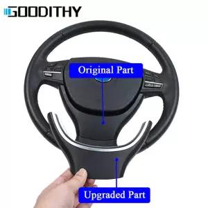 블랙 카본 스티어링 휠 커버 트림 교체 BMW 5 GT 6 7 시리즈 F0 F F07 F06 F2 F02 2009 200 20 202 203