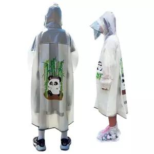 케바케 쓰담이 어린이 우비 책가방 반투명 레인 코트 안전 비옷 판다 초등학생 키즈 (sm030)