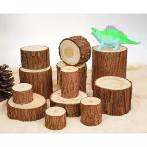 낮은 통나무 의자 그루터기 검은 모조 협탁 원목 나무 빈티지 원형 소형