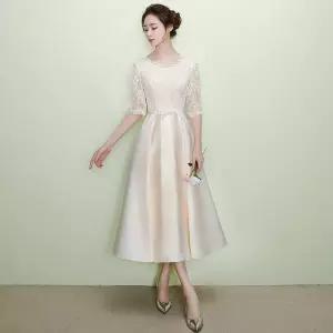 합창드레스 웨딩 들러리 레이스 미디길이 이브닝 드레스 연주복