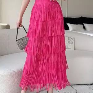 여성용 핑크 태슬 블랙 컴포트 스커트 리얼소가죽 로퍼 구두