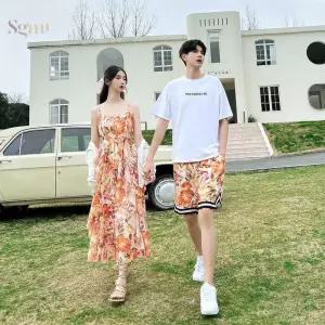 커플티 해변 치마 커플룩 휴양지 사진 신혼 찾고 바캉스