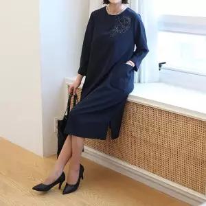 쉬즈마담 N2719 우아한 플로럴 체인 원피스 50대 엄마옷