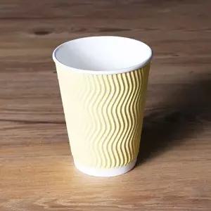 고품질 일회용 3중 단열컵 옐로우 12온스 커피 종이컵 500개 두꺼운종이컵 이중종이컵 색깔종이컵 WFHEO1Q