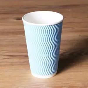 고품질 일회용 3중 단열컵 스카이 16온스 커피 종이컵 500개 두꺼운종이컵 이중종이컵 색깔종이컵 WFHEO1Y