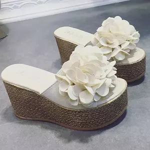 [하프클럽/]통굽 여성 슬리퍼 밀짚 라탄 왕골 여름 샌들 웨지힐