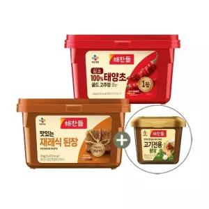 해찬들 원조 태양초 고추장 3kg x1개+재래식된장 3kg x1개+고기전용 쌈장 450g x1개