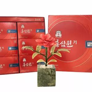 아토제이드 천연옥꽃  카네이션 한송이 사각 + 정관장 홍삼원기 세트 (본품+50mlX30포+보석감별서+리본문구