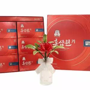 아토제이드 천연옥꽃  카네이션 모던화병 + 정관장 홍삼원기 세트 (본품+50mlX30포+보석감별서+리본문구)