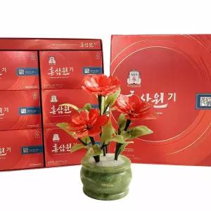 아토제이드 천연옥꽃  카네이션 3송이 라운드 + 정관장 홍삼원기 세트 (본품+50mlX30포+보석감별서+리본문