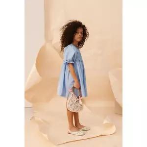 [국내배송] 자라 ZARA LIMITED EDITION 플로럴 자수 엘라스틱 밴드 원피스 - 블루 983062