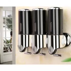 벽걸이 욕실 액체비누 디스펜서 블랙 3칸 케이스