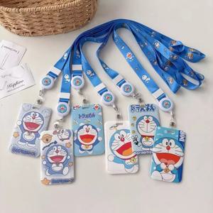 귀여운 도라에몽 캐릭터 릴 홀더 늘어나는 카드 목걸이 지갑 학생 사원증 교통카드 케이스