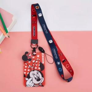 디즈니 미키 미니 마우스 캐릭터 펜던트 목걸이 카드 지갑 학생증 교통카드 케이스 랜야드