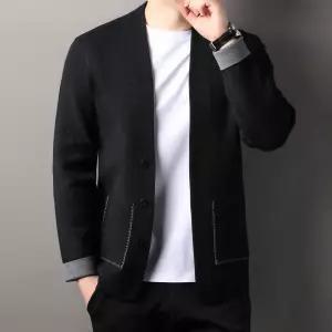 EAMT 남자 니트 캐주얼 브이넥 봄가을 카디건 배색 리얼 포켓 긴팔 코디 아우터 YJ3